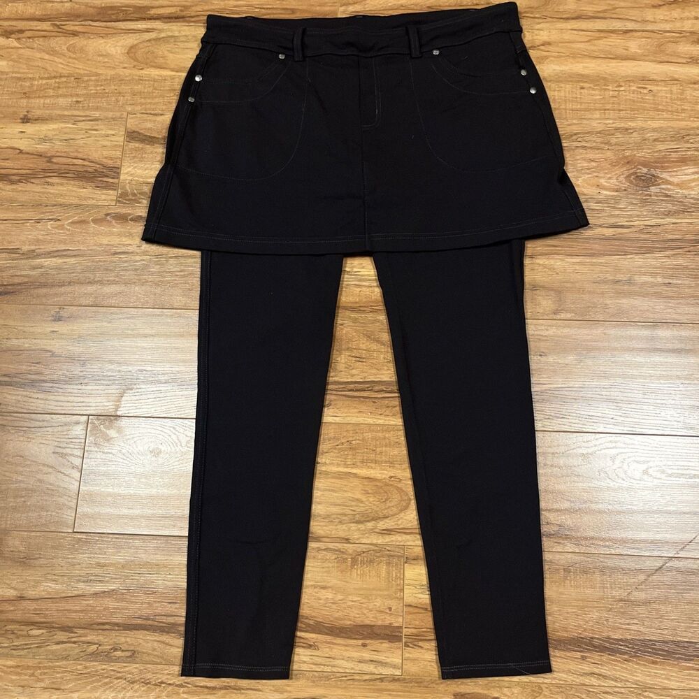 Athleta Bettona 2 In 1 Skirt Leggings Black Women’s Size XL Stretch